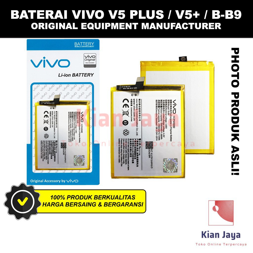 Baterai Vivo V5+ V5 PLUS / B-B9 Original OEM Batre Batrai Battery Hp BB9 Ori