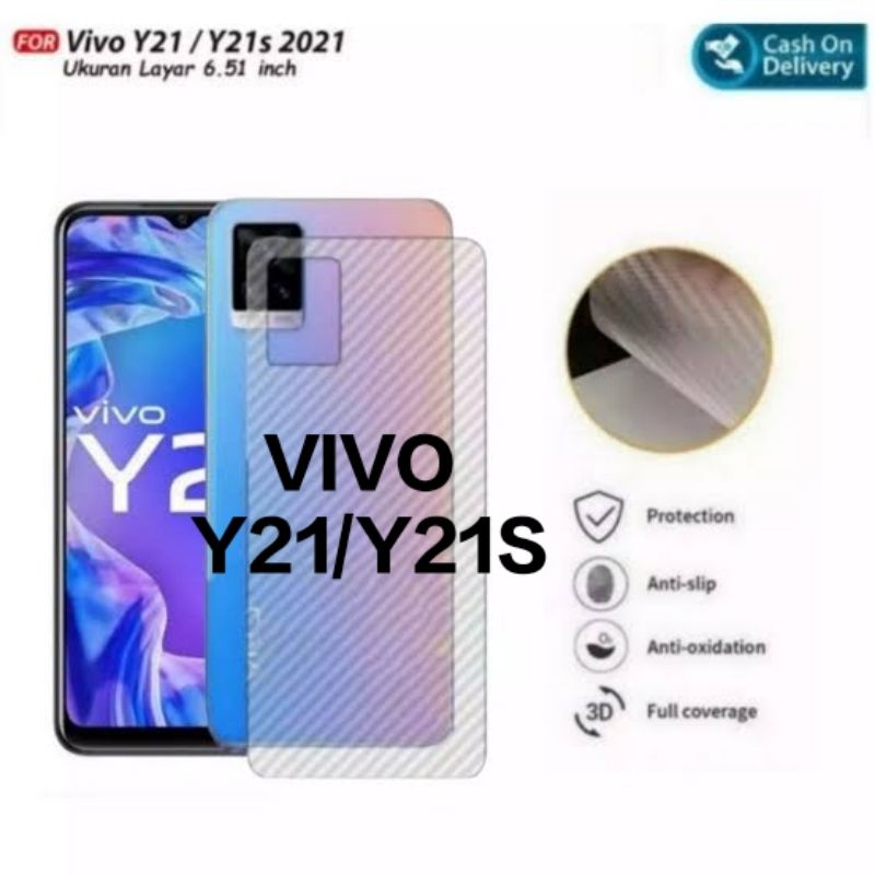 SKIN CARBON / ANTI JAMUR /.PELINDUNG BELAKANG HP VIVO Y21,Y21S