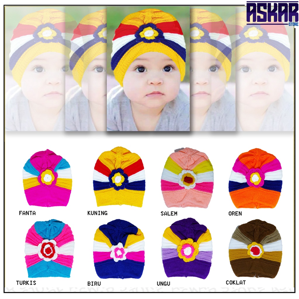 Kupluk Bayi Anak Perempuan Model Ciput Bunga Lucu Cantik Usia 6 Bulan -  3 Tahun