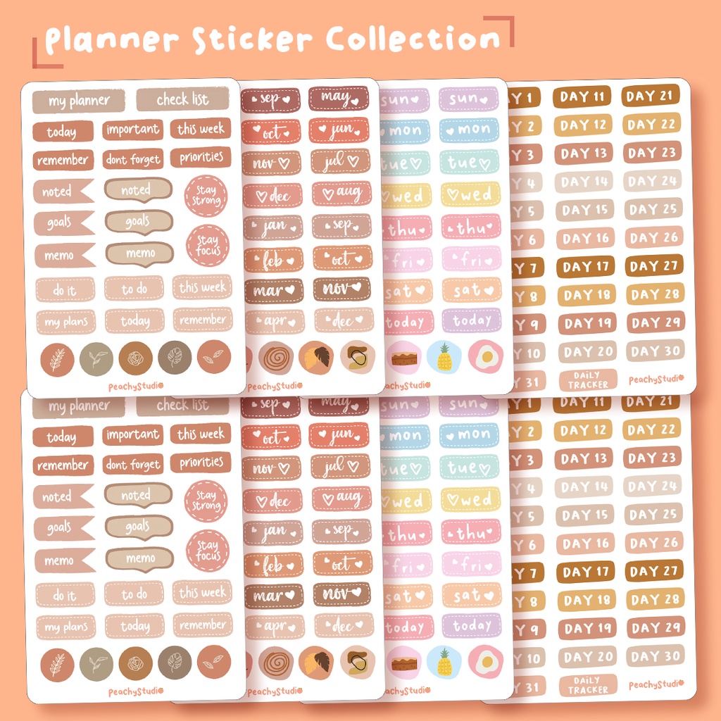 

Daily / Monthly Planner Aesthetic Sticker for Journal, Scrapbook