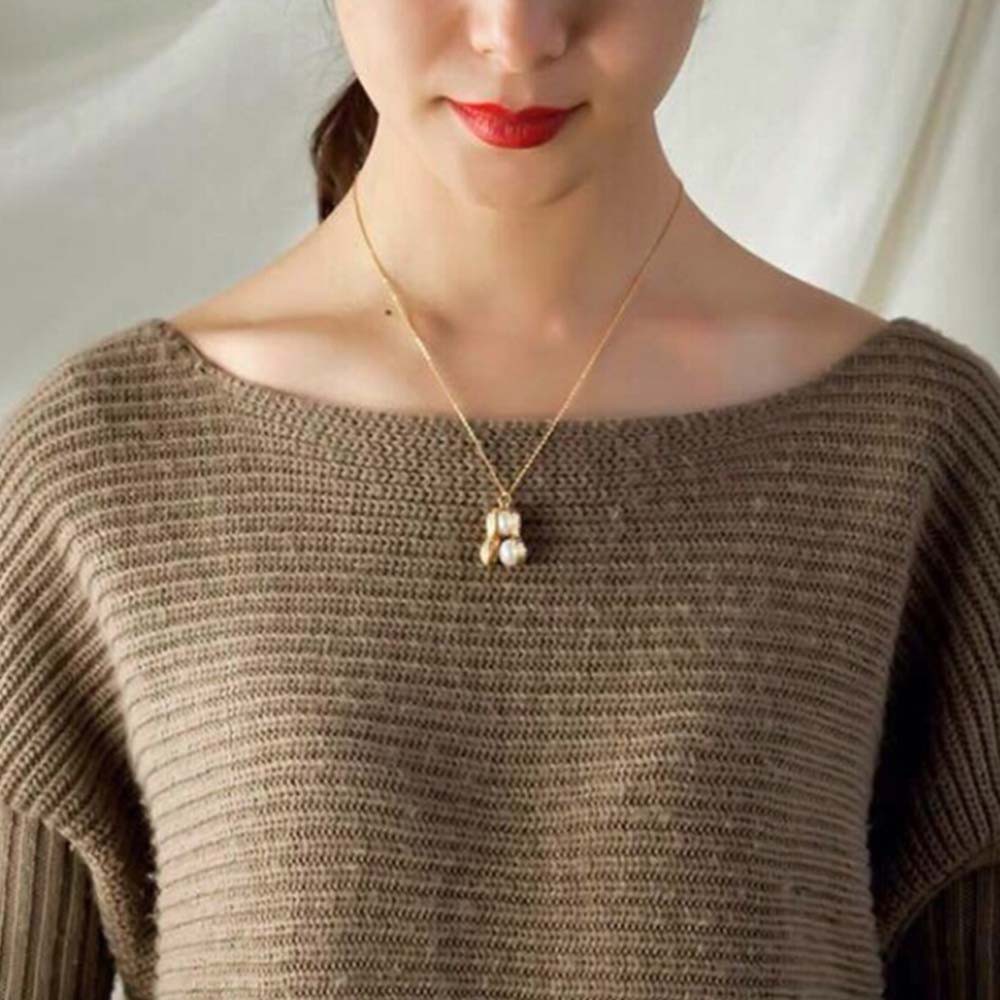 Kalung Rantai dengan Liontin Mutiara Bahan Alloy untuk Hadiah