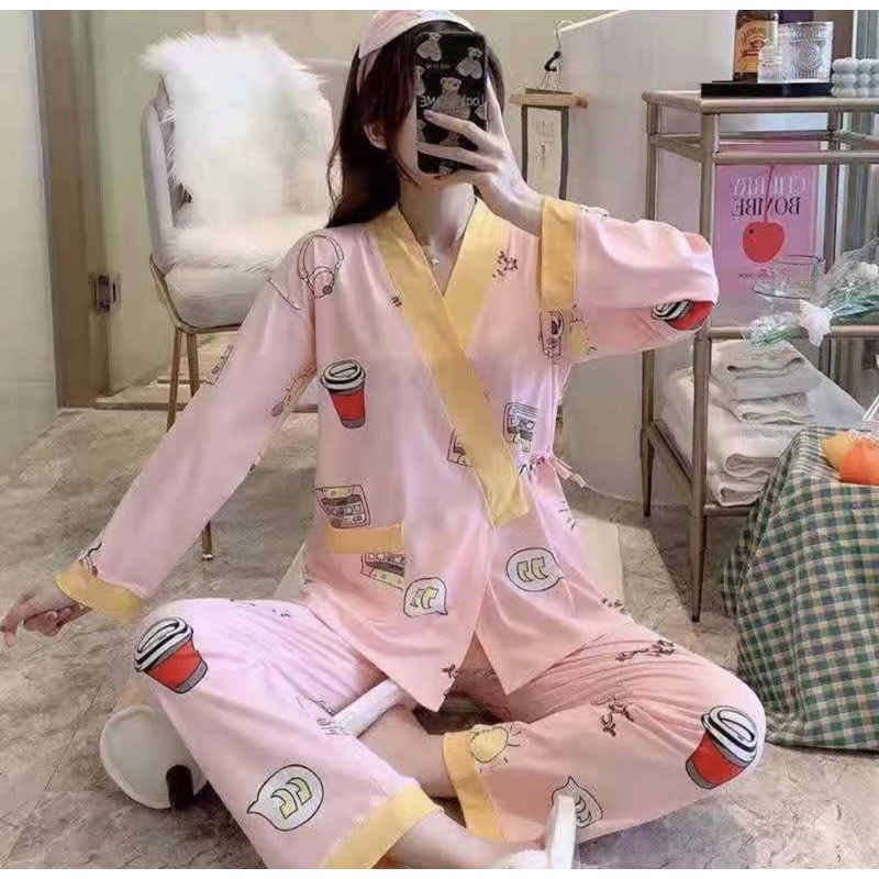 PIYAMA KIMONO SETELAN CELANA PANJANG KAOS IMPORT SIZE M-2XL BEST SELLER BAJU TIDUR REMAJA CUTE