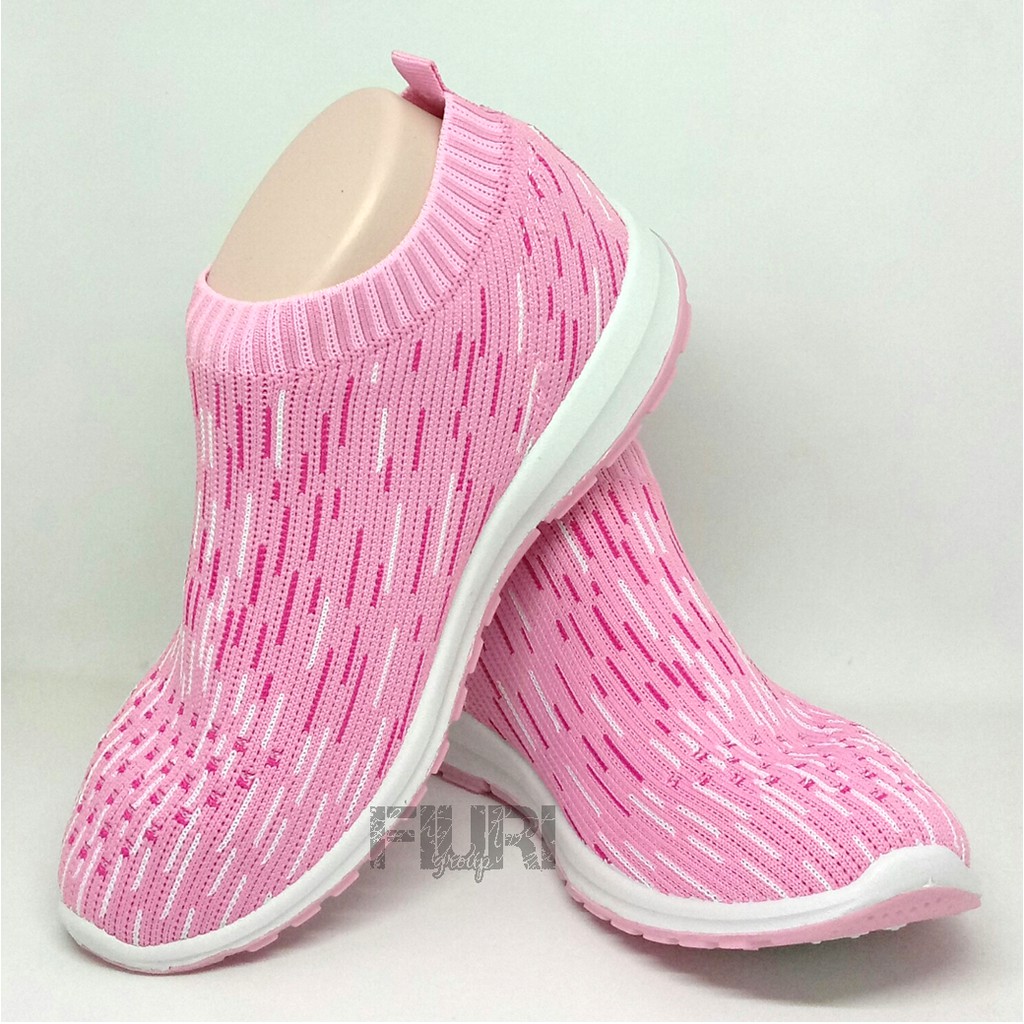 FIURI - ANDO Original SOFFIE Pink 37-40 - Sepatu Olahraga Lari Wanita - Sepatu Sekolah - Sepatu Ando - Sepatu Sneakers Kuliah Senam Gym Jogging Sport Wanita - Sepatu Casual - Sepatu Rajut Slip On - Fashion Wanita