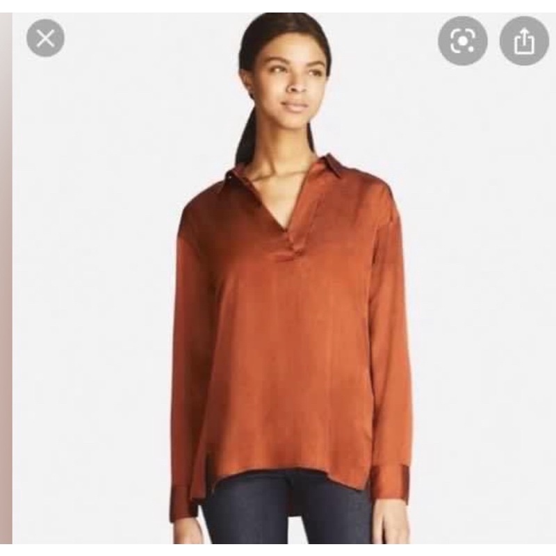 uniqlo satin skipper blouse