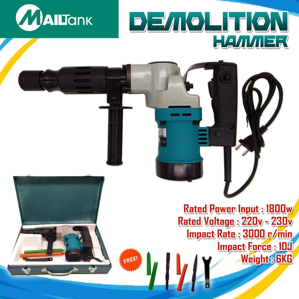 MAILTANK SH-94 HAMMER Mailtank Mesin Bobok Demolition Hammer Mesin Bobok Tembok JACK 220 Volt 1800 Watt