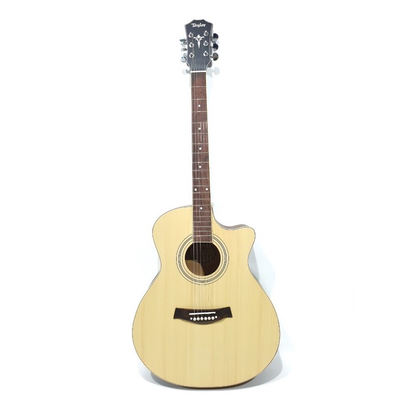 Gitar Akustik Elektrik Merk Taylor Warna Hitam Natural Equalizer Tuner Spruce String Trusrod