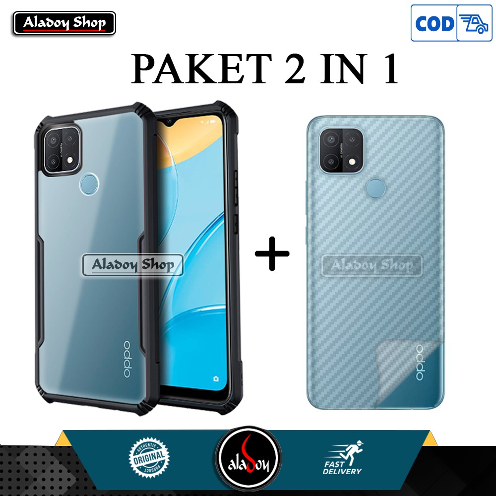 Case Oppo A15s Armor Shockproof Transparet Premium Hard Case Casing + Skin Carbon Skin Hp