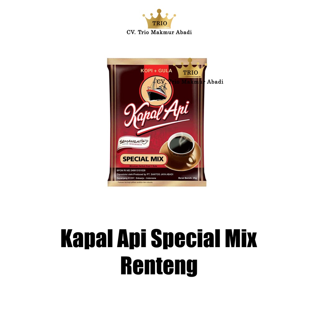 

Kopi kapal Api Mix 25g satu renteng isi 10 sachet