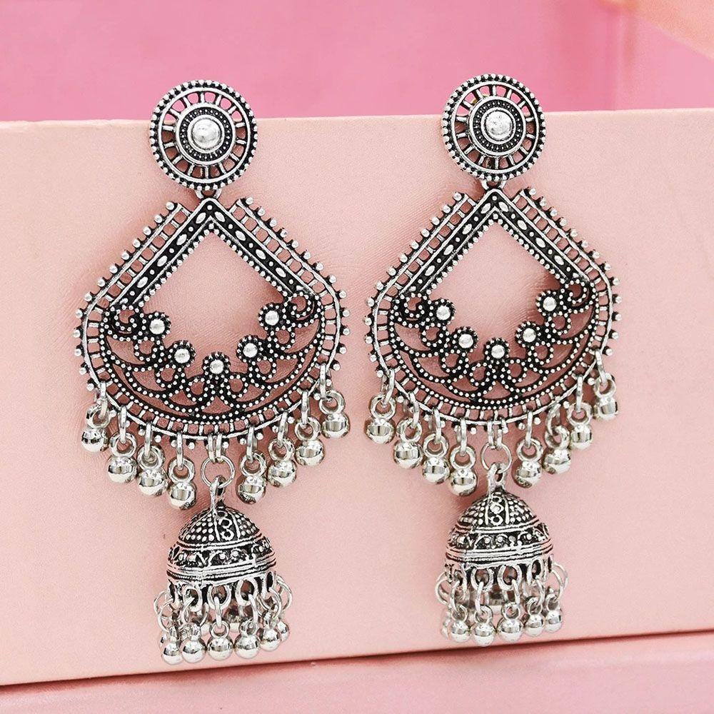 Needway Menjuntai Drop Anting Rumbai Retro Wanita Warna Emas Dan Perak Perhiasan Adat India