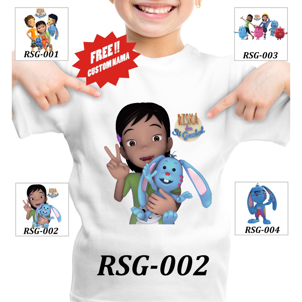 [FREE NAMA !!] Kaos Anak &amp; Family Riska Dan Si Gembul 100% COTTON PREMIUM