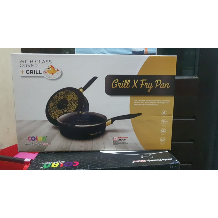 Panci Teflon Panggangan Premium Grill X Fry Pan Maspion Glass Lid