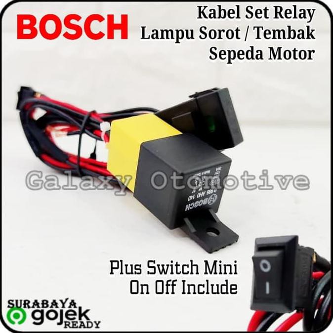 Kabel Set Relay Bosch - Lampu Tembak / Led / Sorot / Tamhahan - Motor