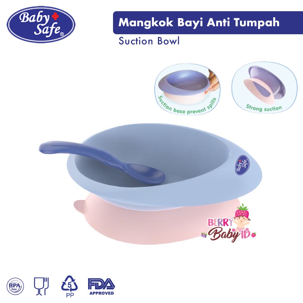 Baby Safe Suction Bowl Mangkok Bayi Anti Tumpah FREE Sendok Bayi BBS082 Berry Mart