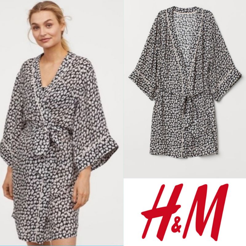 H&m hnm hm leopard print kimono outerwear with belt