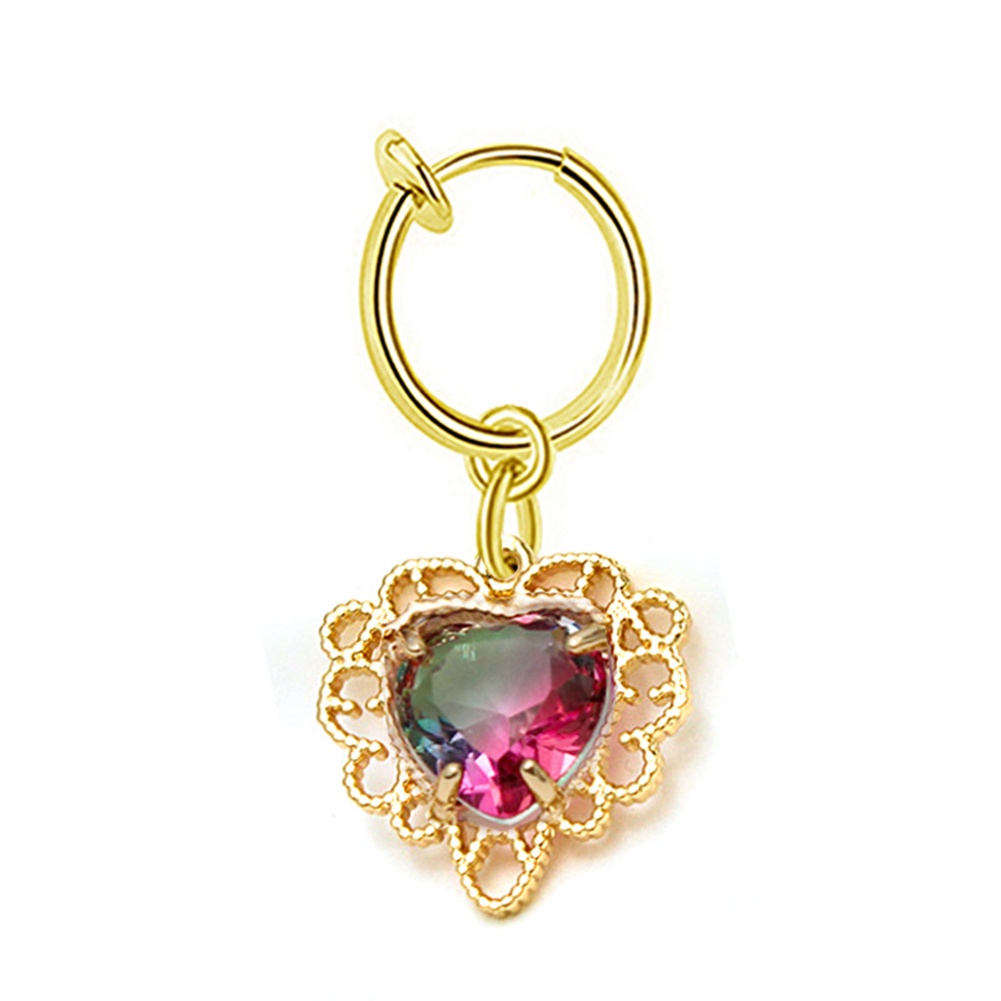 Anting Tindik Perut / Pusar Baja Dengan Liontin Kristal Bentuk Hati Sexy Untuk Wanita