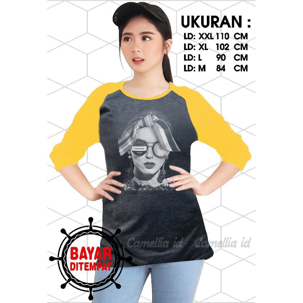 Kaos Raglan (CEWE PITA)/Kaos WaNITA 3/4/ Kaos Wanita/ Kaos Cewek/ Kaos Oblong/Misty