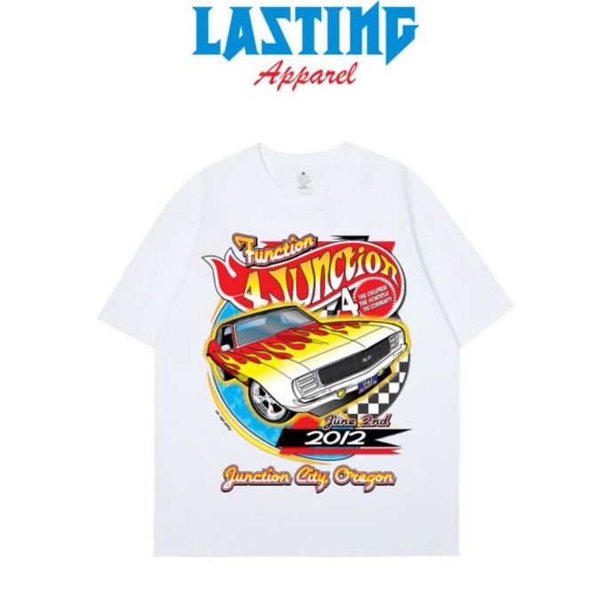 KAOS VINTAGE NASCAR 4 JUNCTION WHITE | T-SHIRT RACING CAR | KAOS MOBIL BALAP NASCAR | PRIA WANITA | 