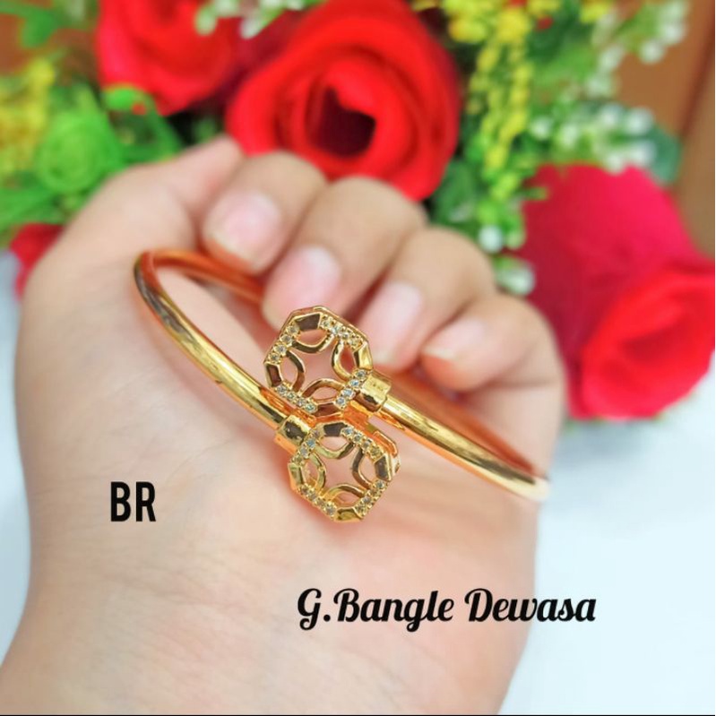 Gelang Bangle Dewasa Permata motif Remaja Simple Gold perhiasan wanita korea (COD)