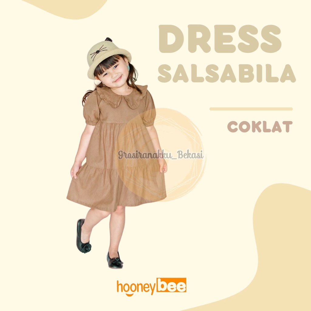 Dress Anak Linen Salsabila Warna Coklat Size 1-5Thn