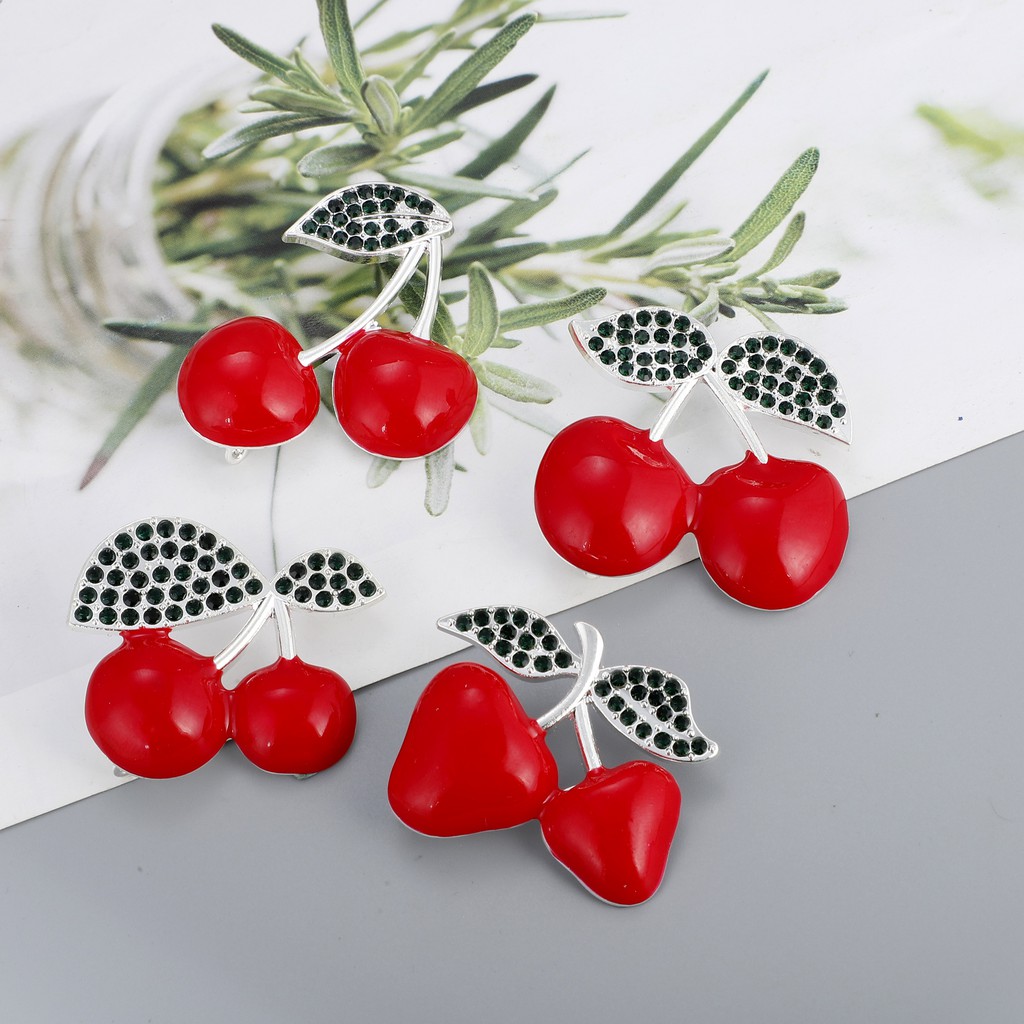 Bros ceri, gesper gesper, bros ceri merah premium kerongsang-1