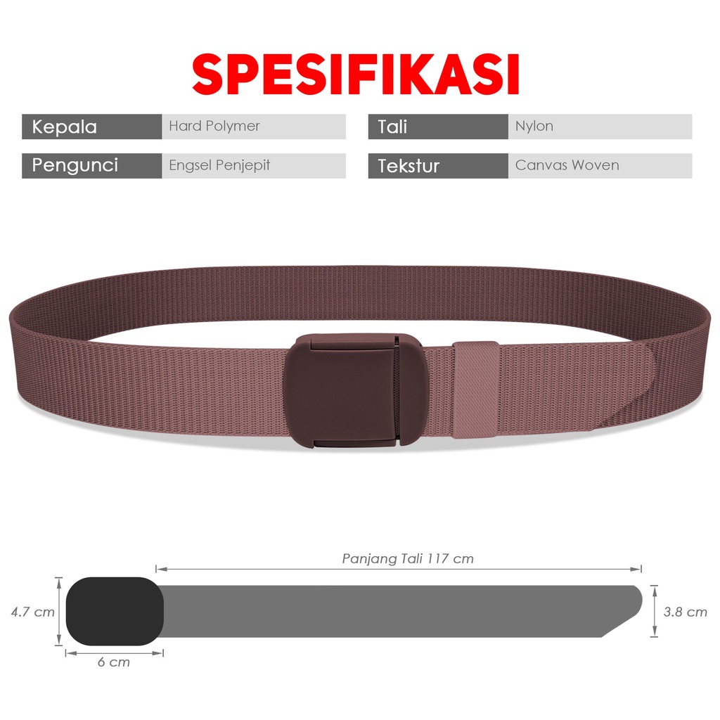 Ash-02 IKAT PINGGANG PRIA SABUK NYLON CANVAS GESPER KEPALA PLASTIK MEN BELT TP-02