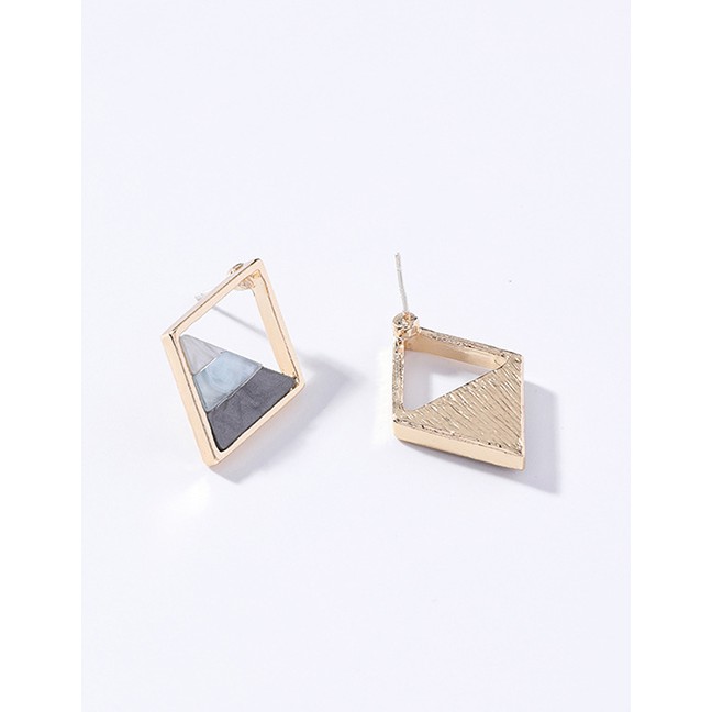 LRC Anting Tusuk Fashion Multi-color Triangle Shape Decorated Earrings vv