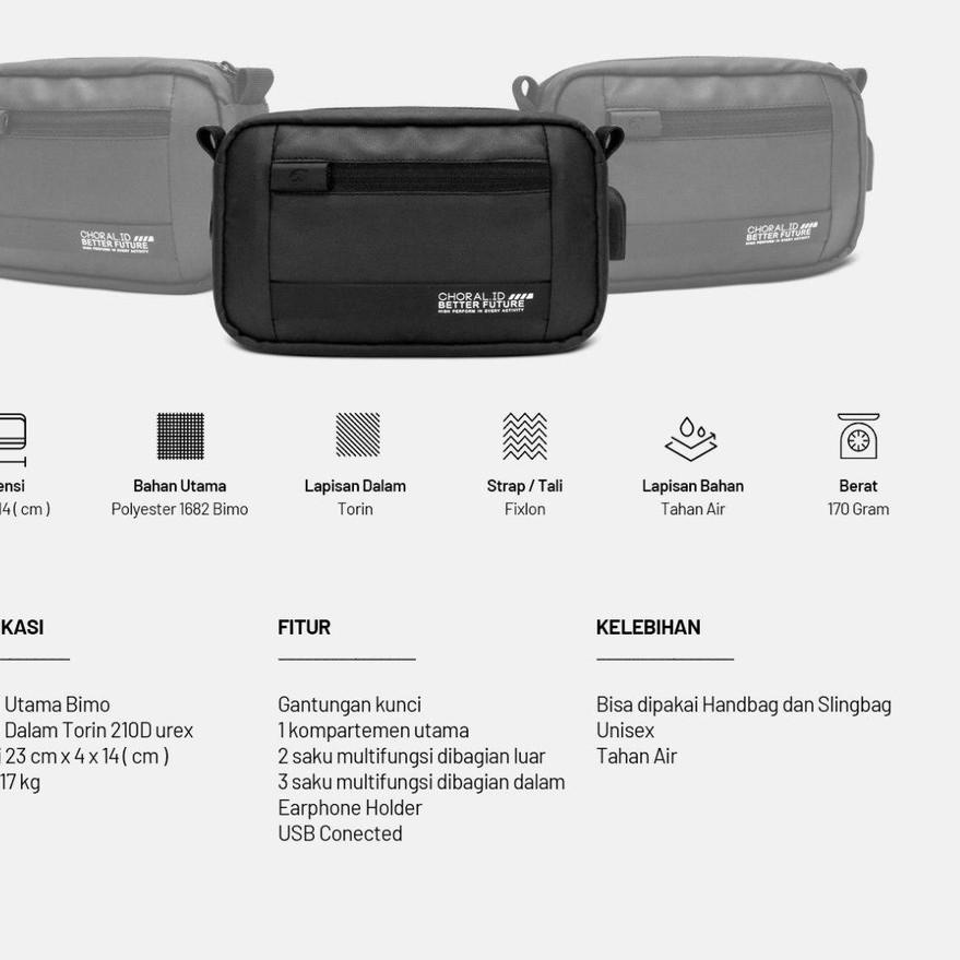 ❁ CHORAL SANO - Sling bag - Tas Selempang - Black And Red ♚