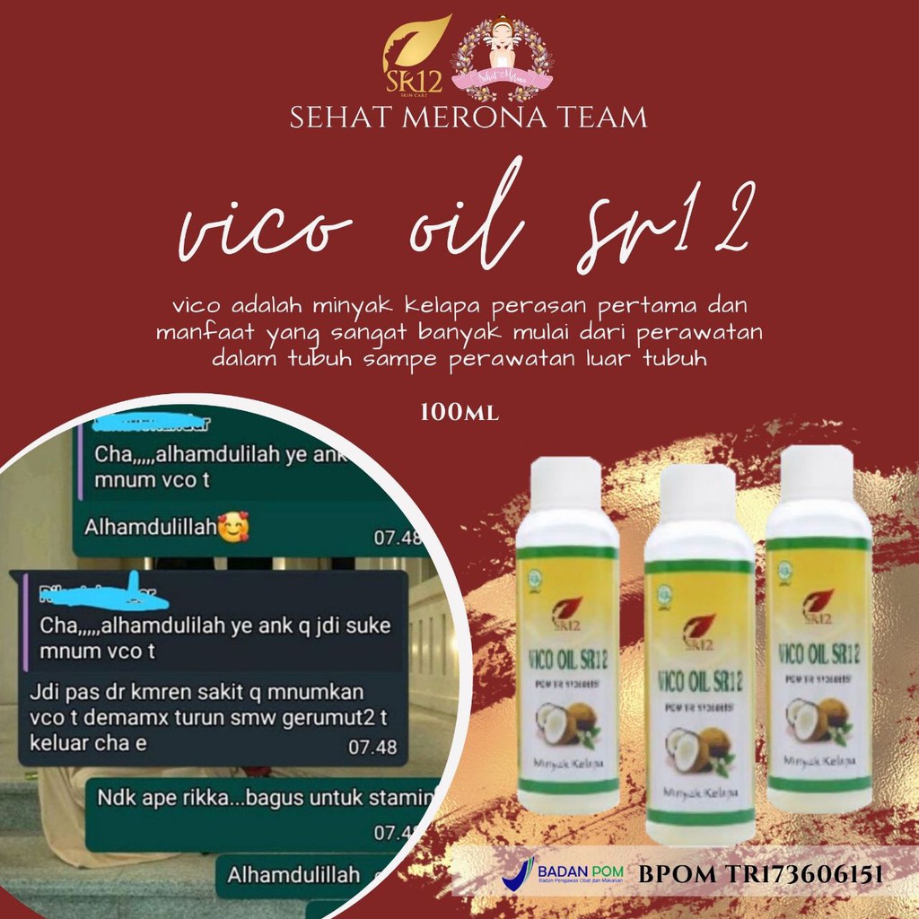 VICO VCO SR12 100ml ORI Virgin Coconut Oil Minyak Kelapa Murni Asibooster