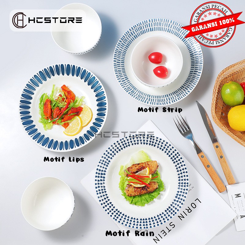 piring keramik makan bulat steak dan biasa 8 inch design jepang korea bisa untuk oven panggang-4