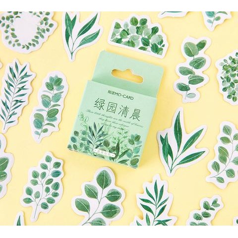 Label Stickers - Green Compound Leaves (46pcs)