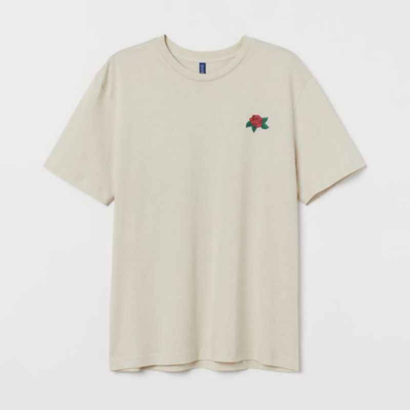 KAOS HM HNM ROSE SNAKE BEIGE / CREAM - TEE / T-SHIRT - KAOS PRIA