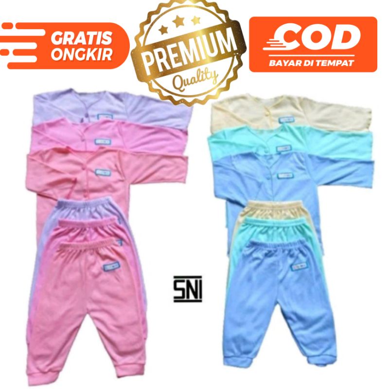 Stelan baju celana bayi polos babycute Jumbo 4-12 bulan SNI 3stel Promo 9.9