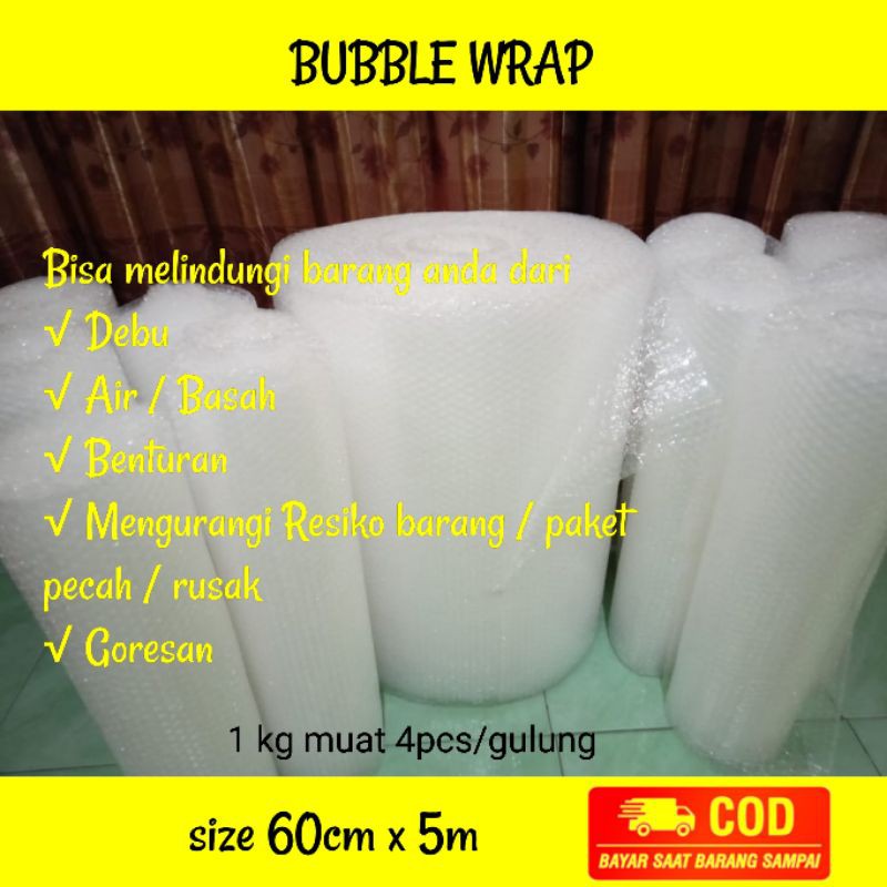 

BUBBLE WRAP BENING SIZE 60CM X 5M MURAH KEBUMEN