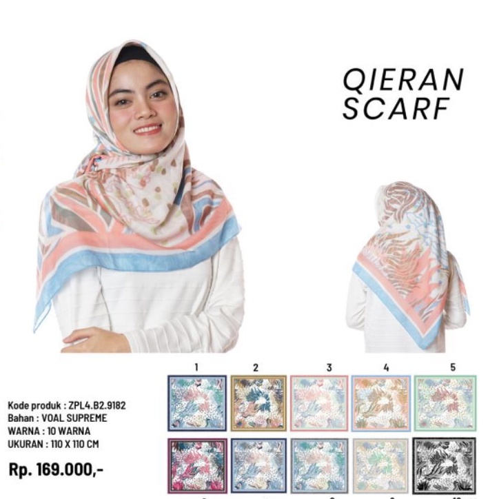 Zoya Scarf Kerudung Hijab Segiempat Qieran (COD)