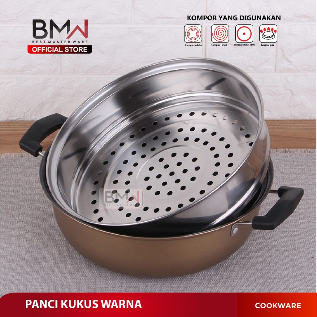 [ BISA COD ] BMW Kitchen Ware - Panci Kukus / Steamer Soup Pot Stainless Steel Warna Panci steamerr 28cm