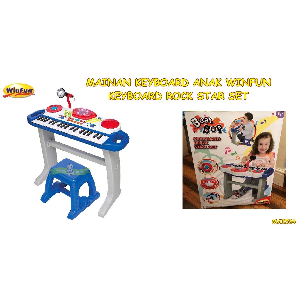 MAI524 MAINAN KEYBOARD ANAK WINFUN BEAT BOP KEYBOARD ROCK STAR SET