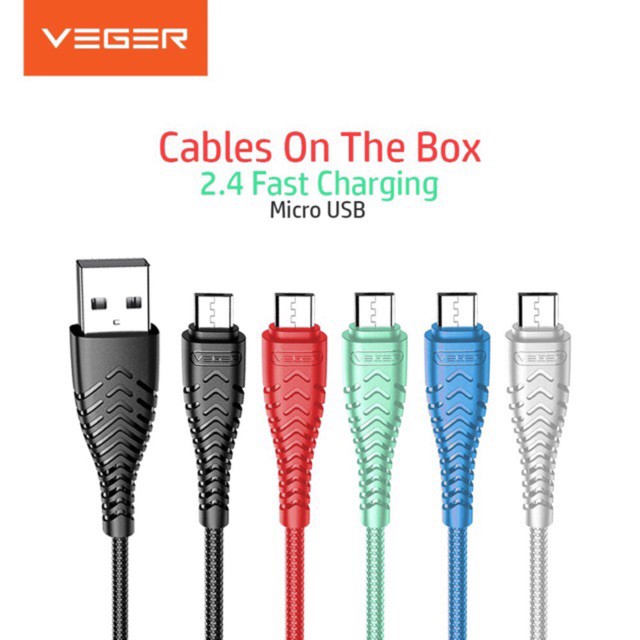 1 KALENG KABEL DATA VEGER V110 MICRO 3.0A FAST CHARGING MICRO USB PANJANG 100cm  1 KALENG