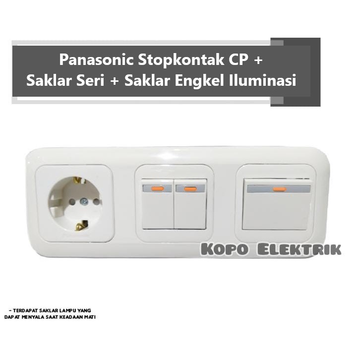 Panasonic Stopkontak + Saklar Engkel Besar + Saklar Seri Iluminasi Tanam Wide