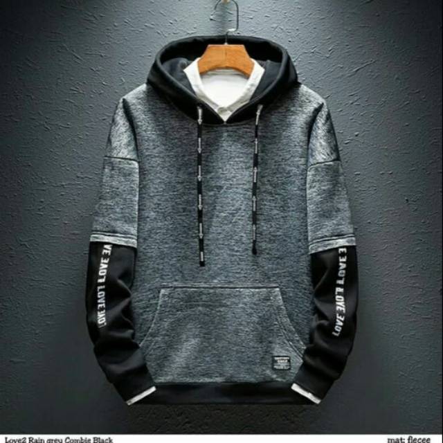 Love 2 rain gray combi hoodie, love 2 rain grey combi jaket,  love 2 rain grey combi
