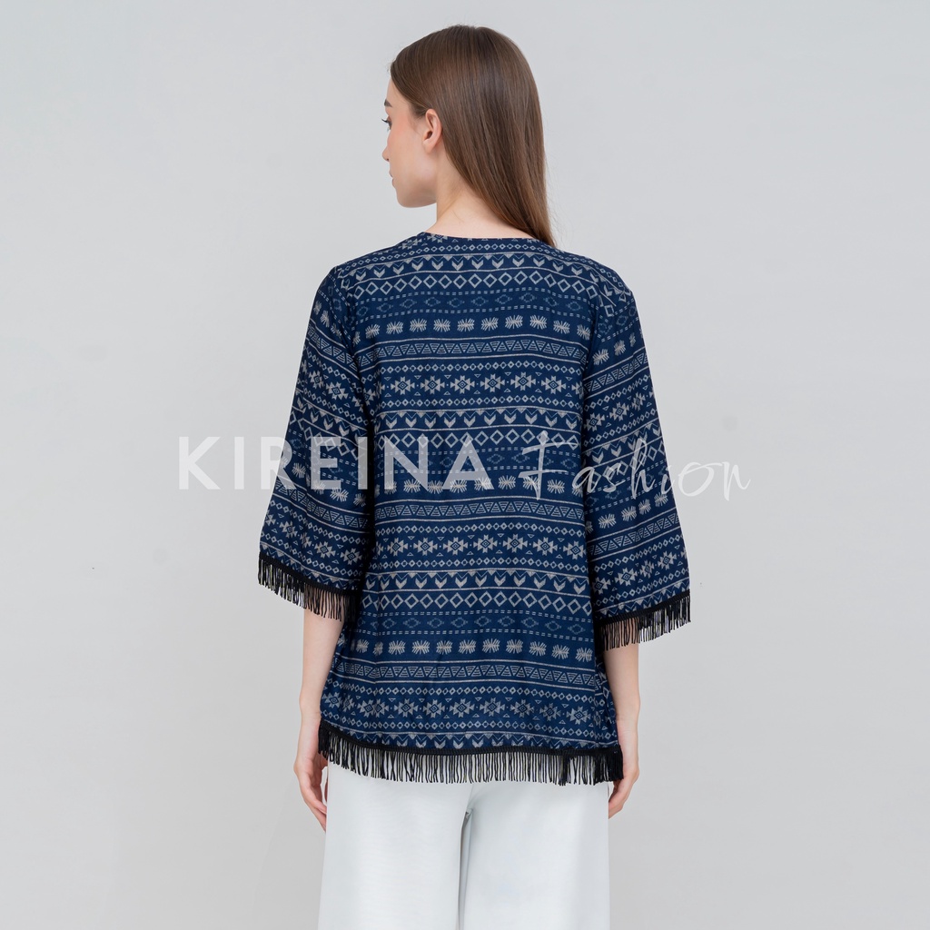 Cardigan Bohemian Rumbai Cardigan Rumbai Tribal Cardigan Cetak Bohemian Katun Rayon Viscose | Kireina Fashion