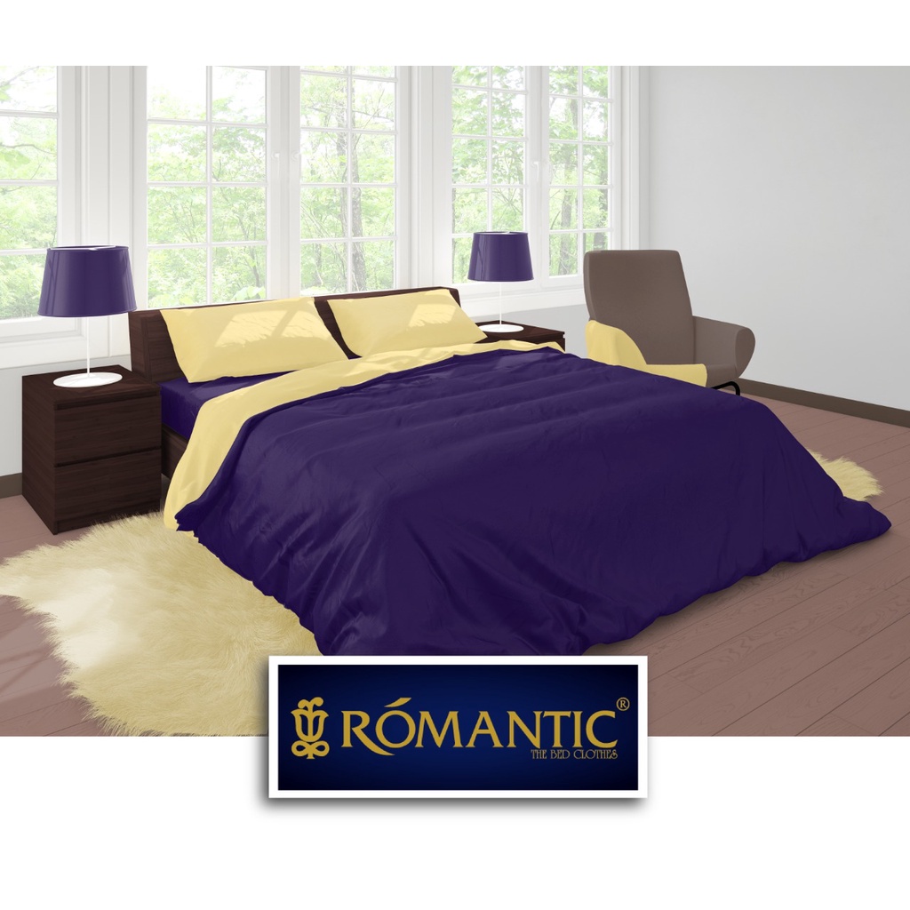 Two Tone Bedcover ROMANTIC Ungu x Kuning aesthetic Bandung