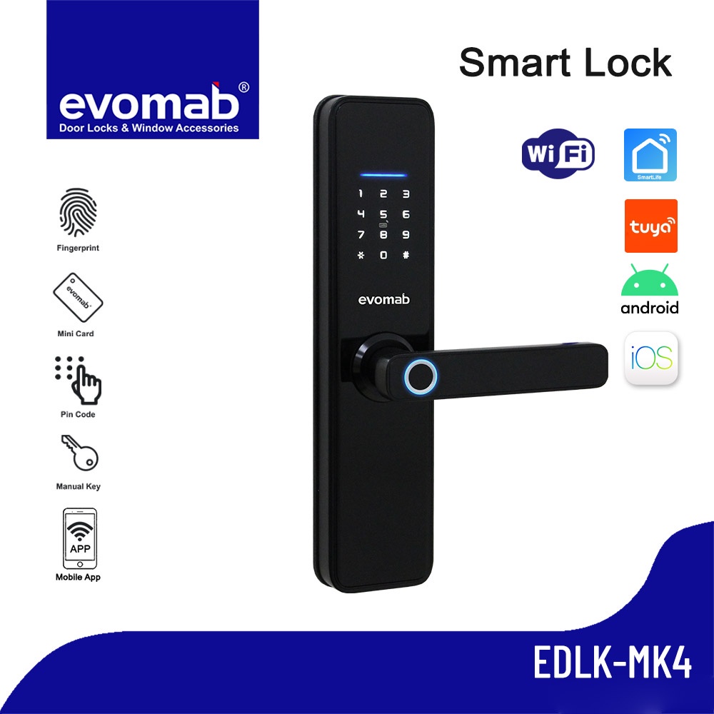 Evomab Digital Lock Smart Lock Kunci Pintu Digital Wifi Smart Lock IoT Smart Home EDLK-MK4