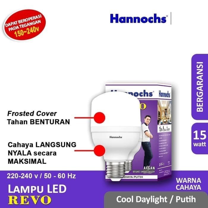 HANNOCHS Lampu LED REVO 15 Watt - Cahaya Putih - Garansi 1 Tahun