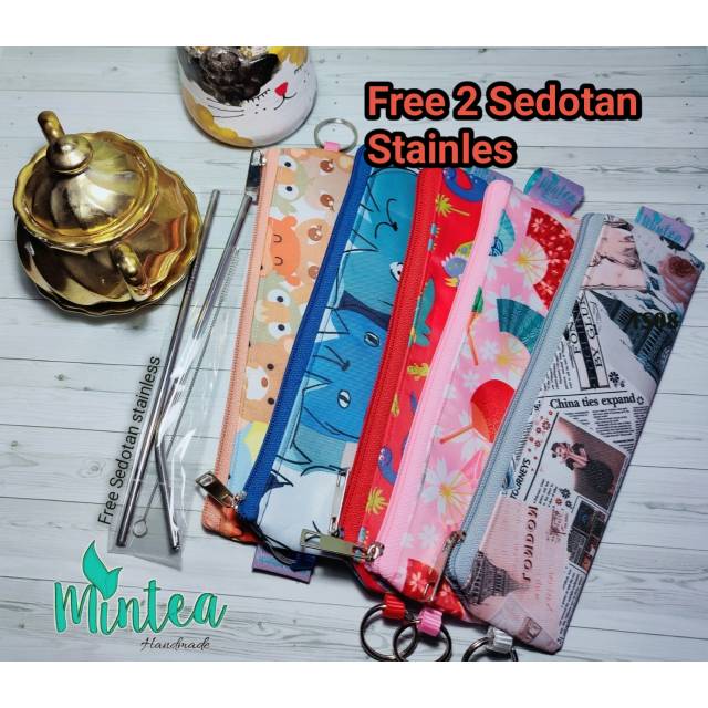 

Mintea Pouch Stainless Straw Wadah Sedotan Reusable Go Green Waterproof