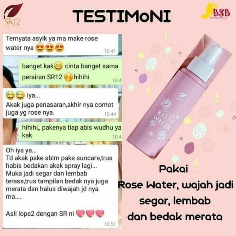 Nature Rose Water SR12 Facial Spray Face Mist Penyegar Wajah Flek Hitam Berminyak BPOM