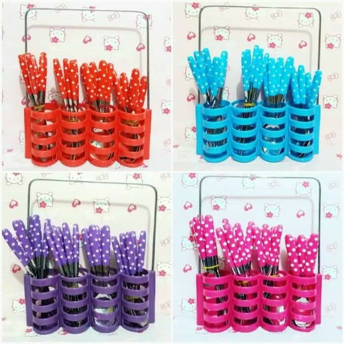 DISKON Good Quality SENDOK SET 24 POLKADOT STAINLESS Garpu Pisau Paket Makan - PINK TERMURAH