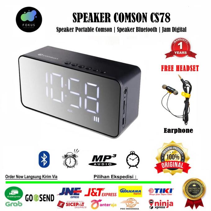 Speaker Comson Cs78 Portable Bluetooth Fitur Alarm Dan Jam Digital Omeriamart