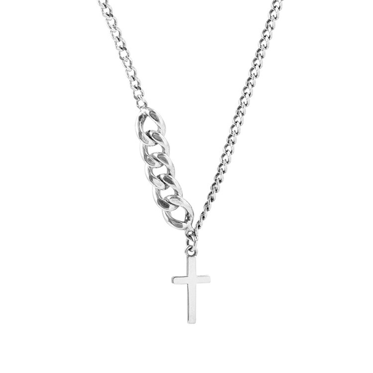 Ins gaya retro pendek cross titanium steel kalung selebriti Internet minimalis minat khusus cahaya m