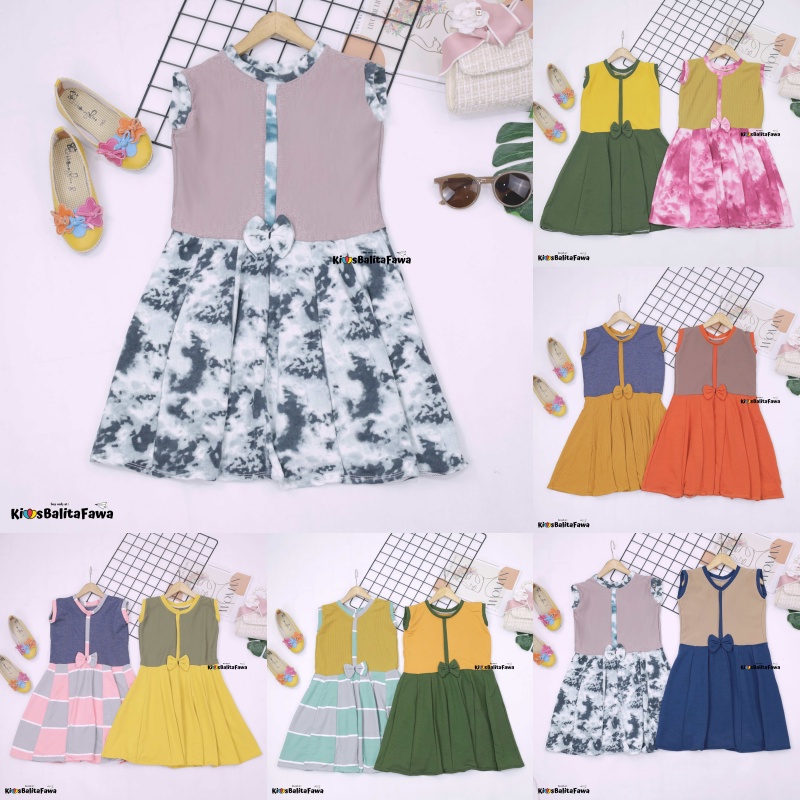 Dress Bilqis size Bayi - 6 Tahun / Dres Yukensi Murah Baju Anak Perempuan Cewek Harian Gaun Import