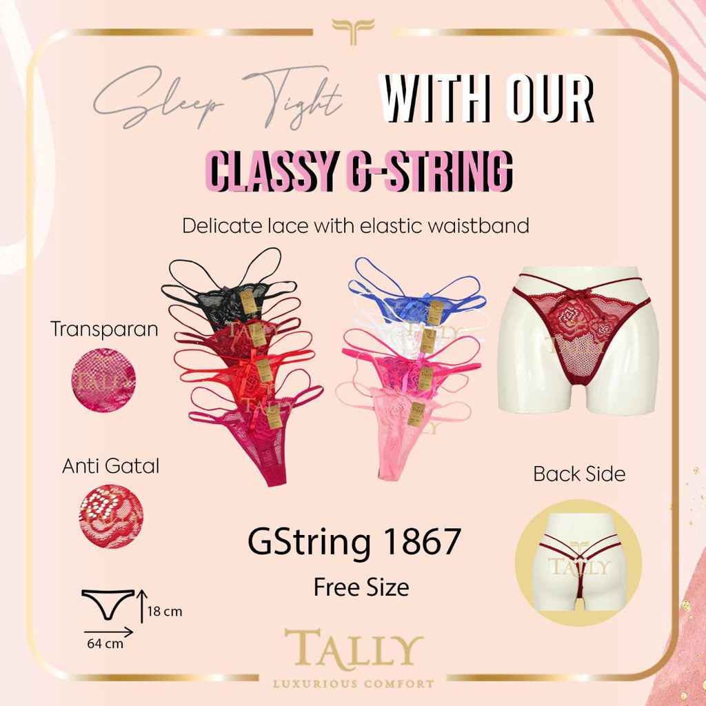 TALLY CD CELANA DALAM G-STRING / GSTRING 1867 I FREE SIZE | FIT L | BAHAN ANTI GATAL